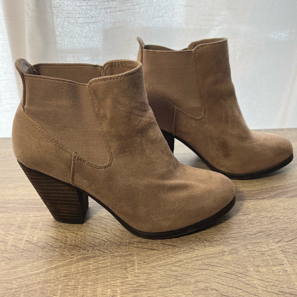 CALL IT SPRING - Tan high heeled booties Size 7.5